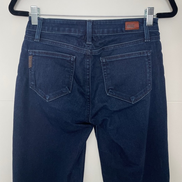 Paige jeans dark blue denim Manhattan boot flare fall business casual chic 27 - Picture 11 of 14